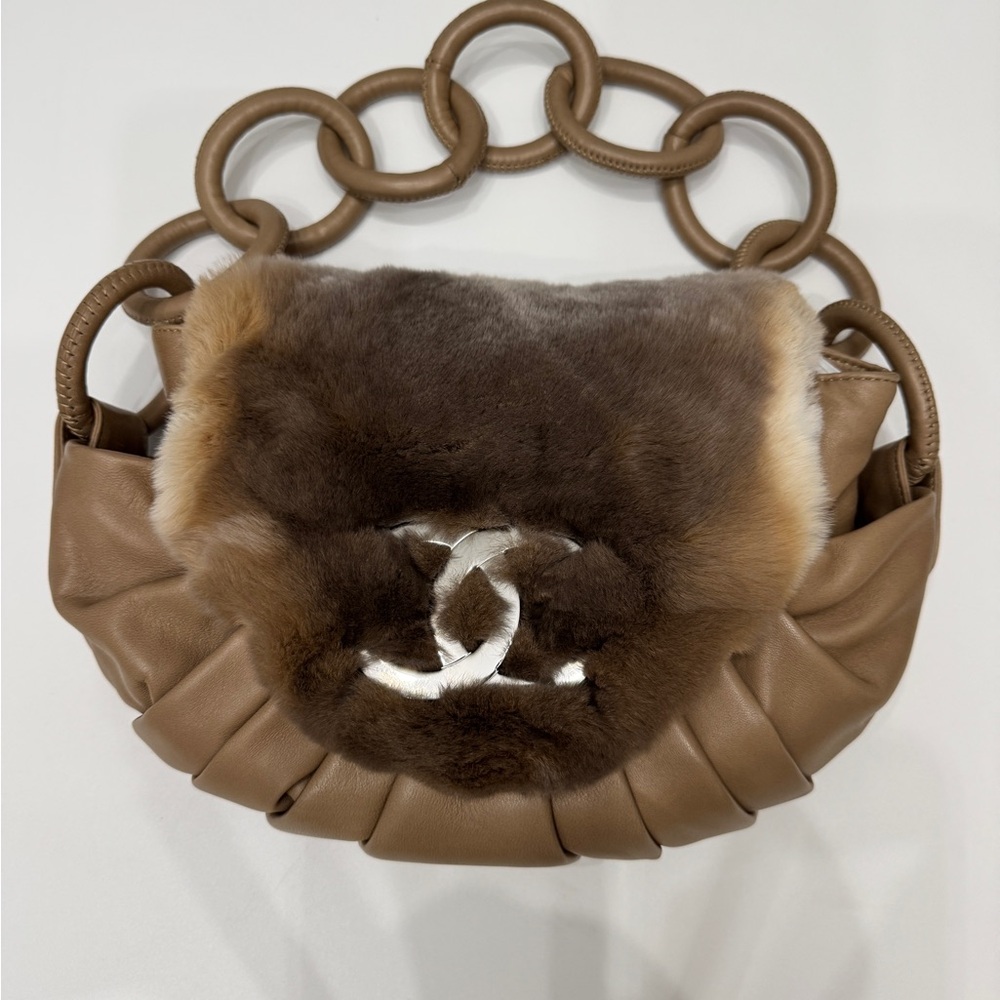 Vintage Chanel Fur and Leather Handbag - Camel